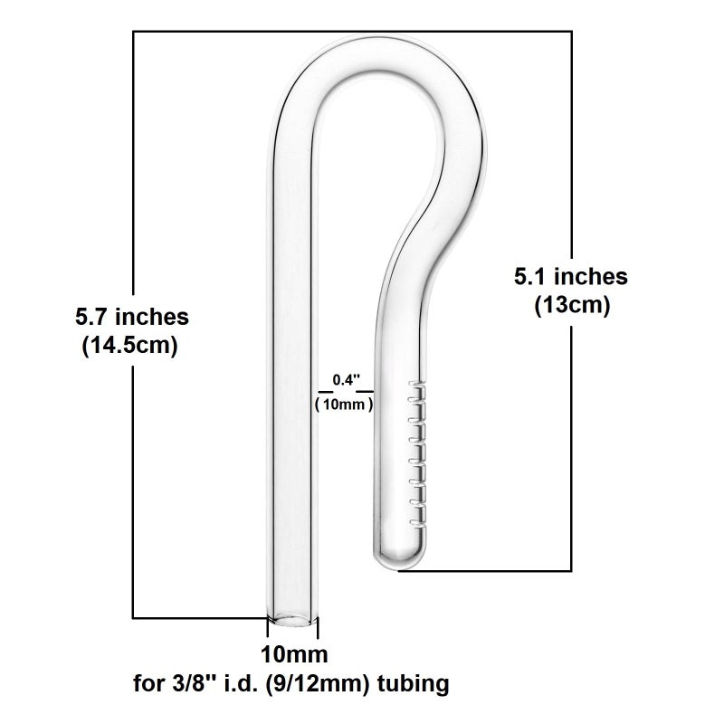JARDLI Glass Mini Inflow Lily Pipe for Nano Aquarium Planted Tank (10mm for 3/8''(9/12mm) tubing) - Image 2